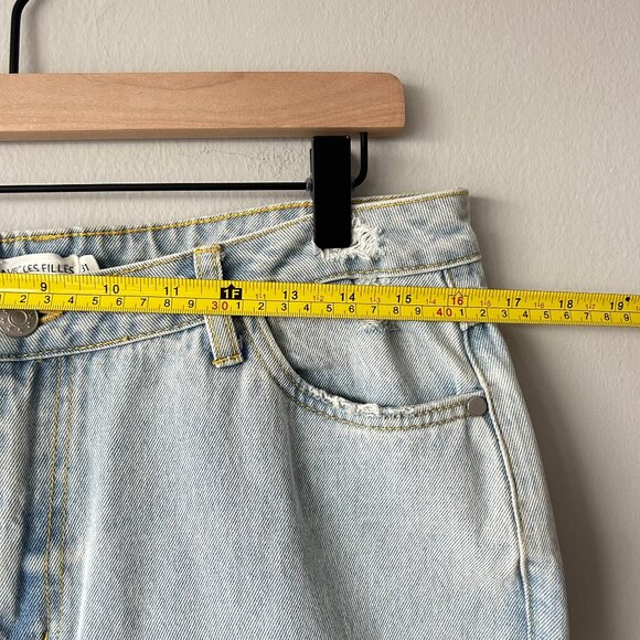 Avec Les Filles Light Wash Distressed Straight Leg Split Seam Jeans Womens Sz 31 - Picture 9 of 9